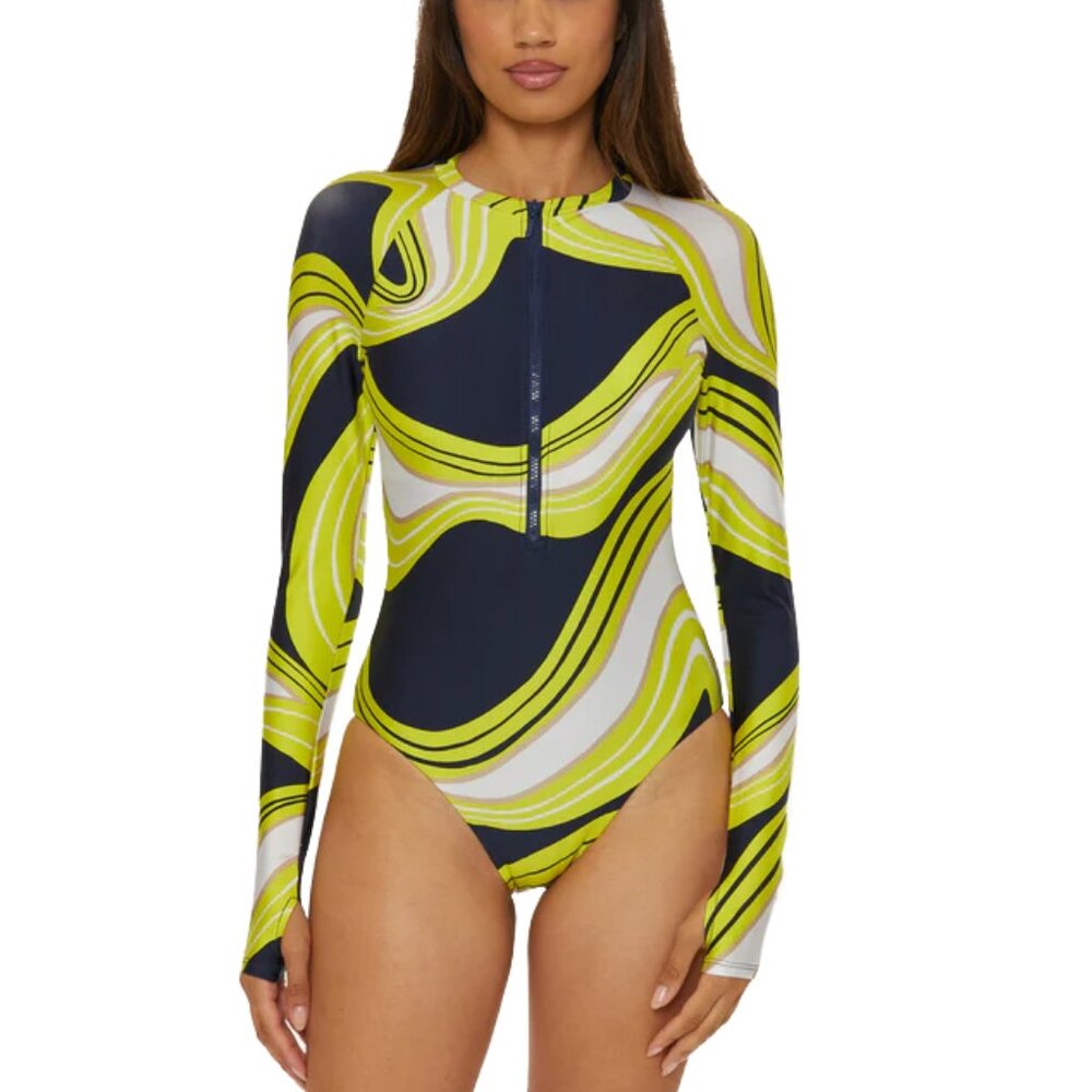 NWT Trina Turk Serena Zip Front Paddle suit One Piece Surfsuit Swimsuit